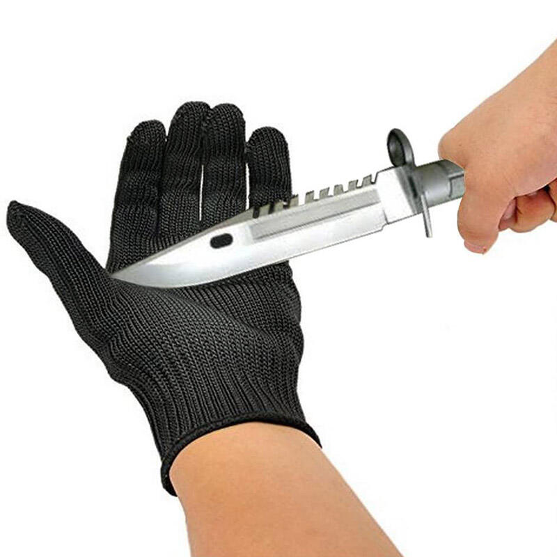 

Home Decor 2Pcs Level 5 Protection Steel Wire Cut Resistant Gloves in Black. Size