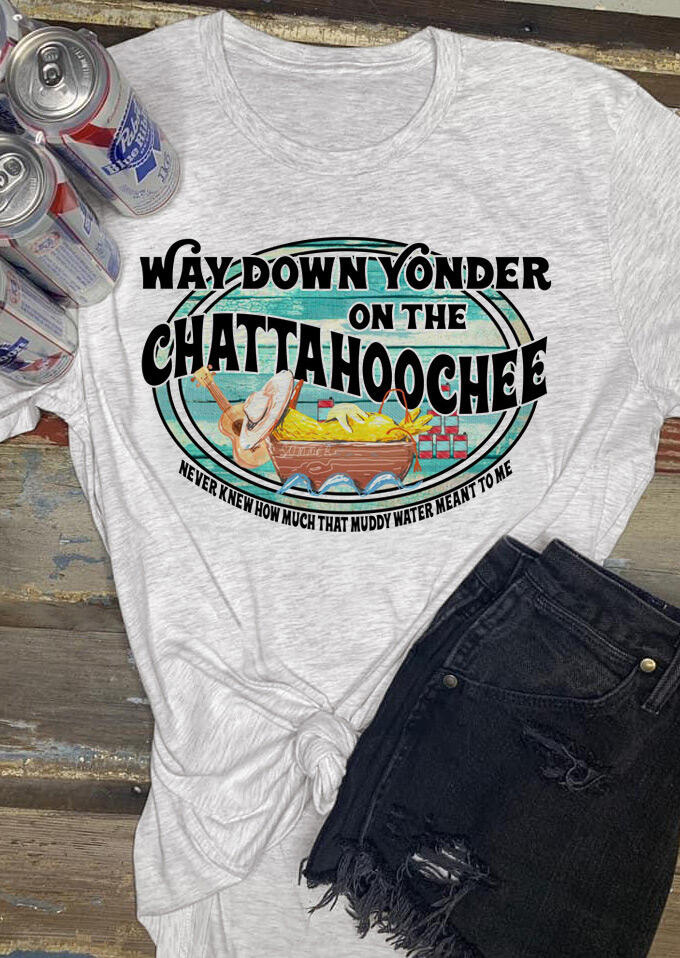 

T-shirts Way Down Yonder On The Chattahoochee T-Shirt Tee in Gray. Size
