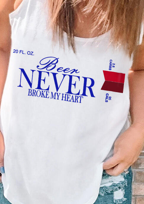 

Tank Tops Letter Printedt Tank Top in White. Size