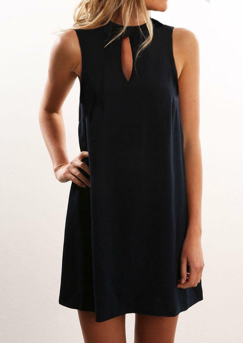 

Hollow Out Tie Mini Dress - Black, 463686