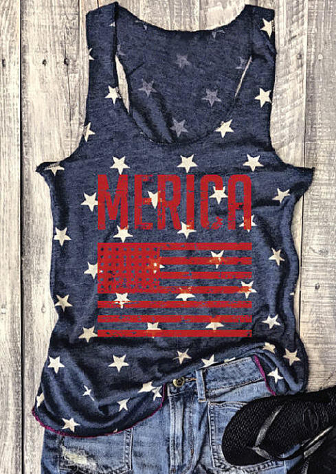 

Tank Tops Merica American Flag Racerback Tank Top - Navy Blue in Blue. Size: 3XL