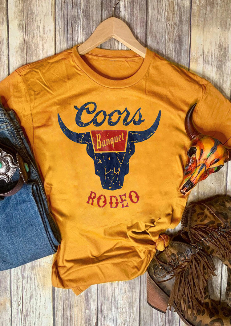 

T-shirts Coors Banquet Rodeo Steer Skull T-Shirt Tee in Yellow. Size