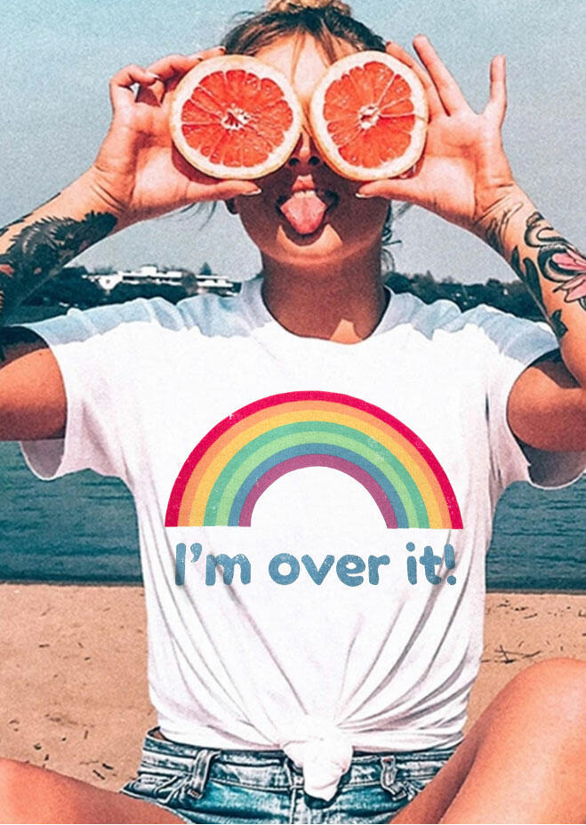 

I' Over It Rainbow T-Shirt Tee - White, 474732