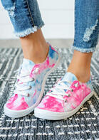 Tie Dye Lace Up Round Toe Flat Sneakers 