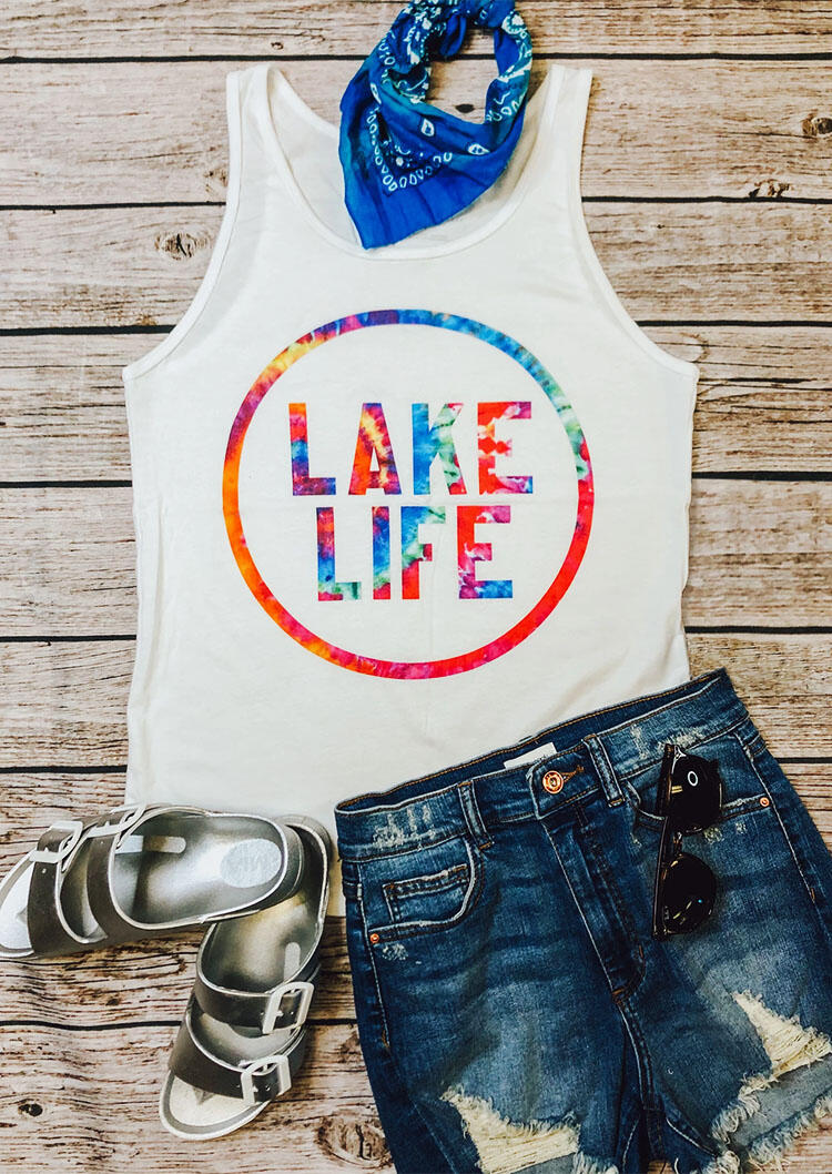 

Tank Tops Lake Life Tie Dye Tank in White. Size: ,XL