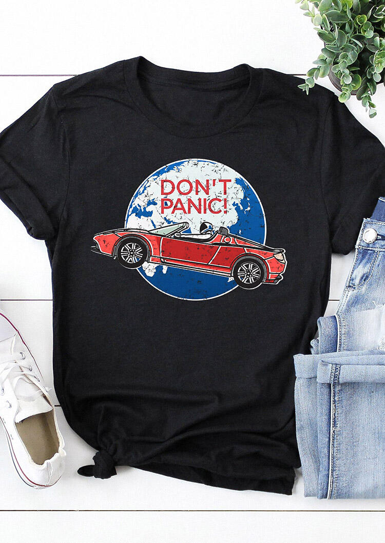 

Don't Panic O-Neck T-Shirt Tee - Black, 474878