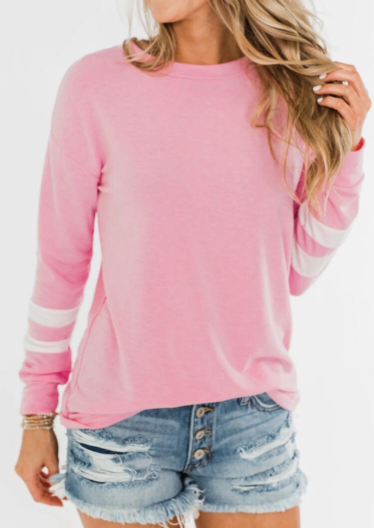 

T-shirts Tees Color Block Long Sleeve T-Shirt Tee in Pink. Size
