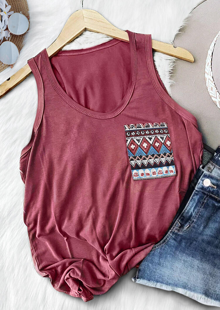 

Tank Tops Geometric Cross Pocket Tank in Cameo Brown. Size: S,M,,XL