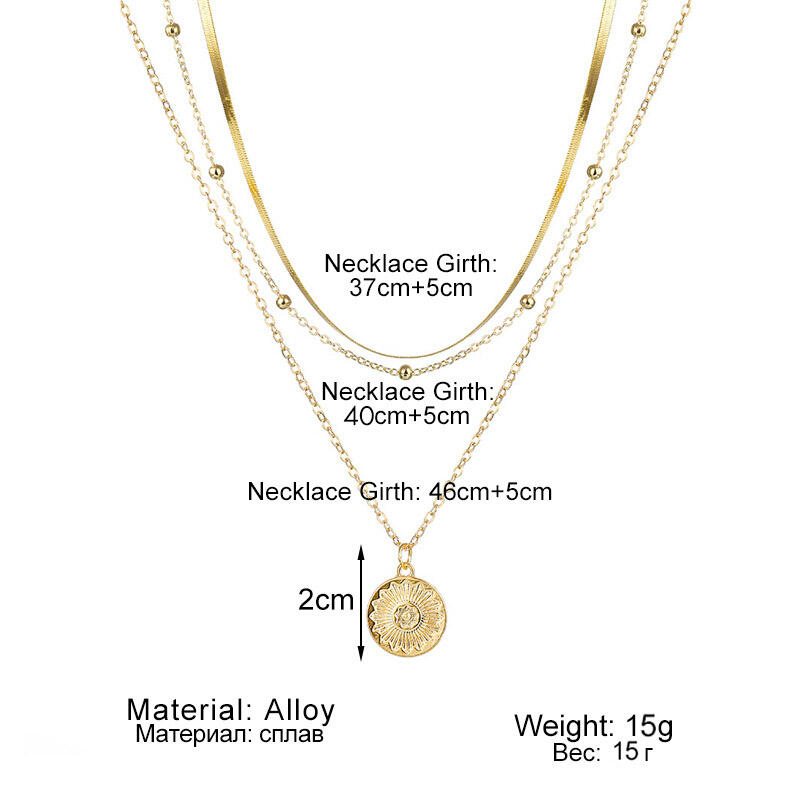 Multi-Layered Alloy Lotus Pendant Necklace
