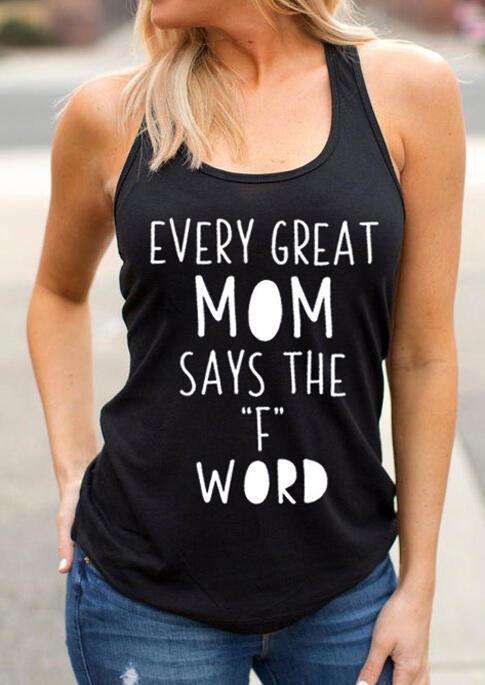 

Tank Tops Every Great Mom Says The F Word Tank in Black. Size: ,M