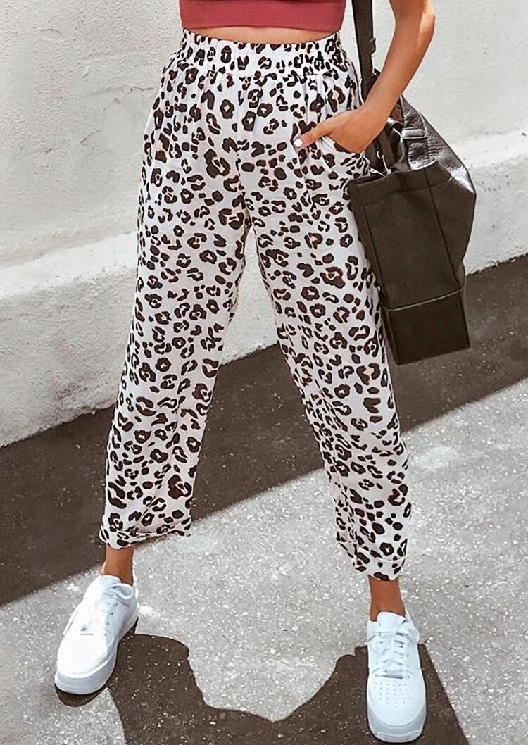 

Presale - Leopard Pocket Elastic Waist Wide Leg Pants, 475276