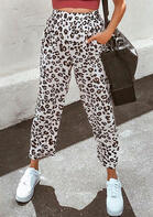 fairyseason clothing - Leopard Pocket Elastic Waist Wide Leg Pants