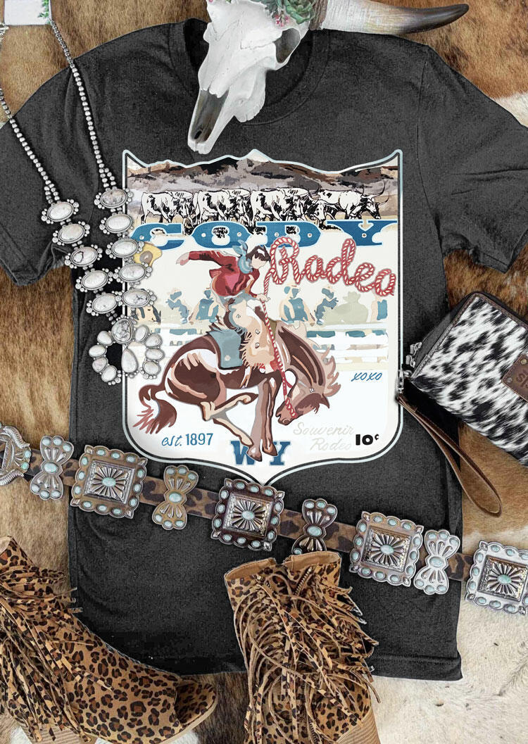 

Western Cowboy Cody Rodeo T-Shirt Tee - Gray, 475272