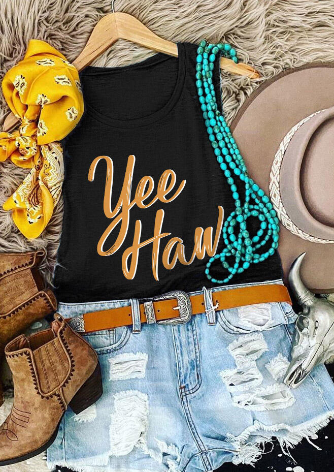 

Tank Tops Yee Haw O-Neck Tank without Necklace in Black. Size