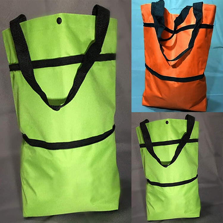 

Reusable Portable Eco-friendly Folding Home Trolley Shopping Handle Bag With Wheels, Orange;light green, 475391