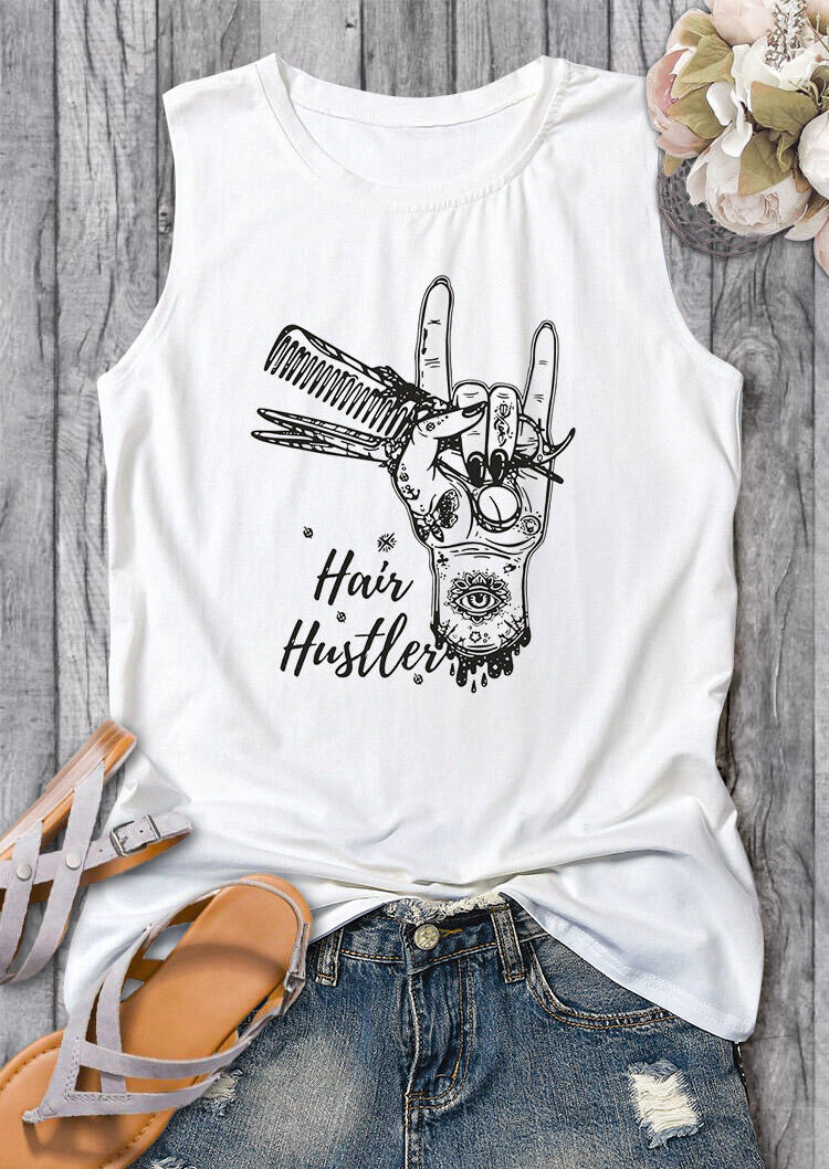 

Tank Tops Hair Hustler O-Neck Tank in White. Size