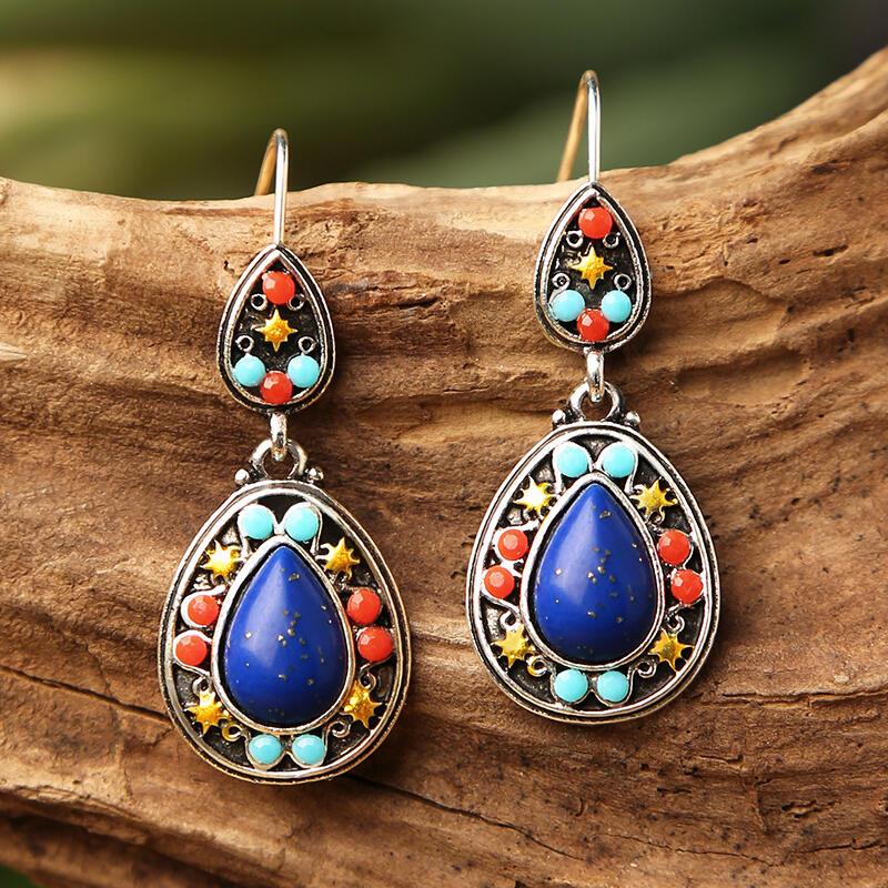 

Earrings Bohemian Vintage Water Drop Shaped Earrings. Size, Multicolor