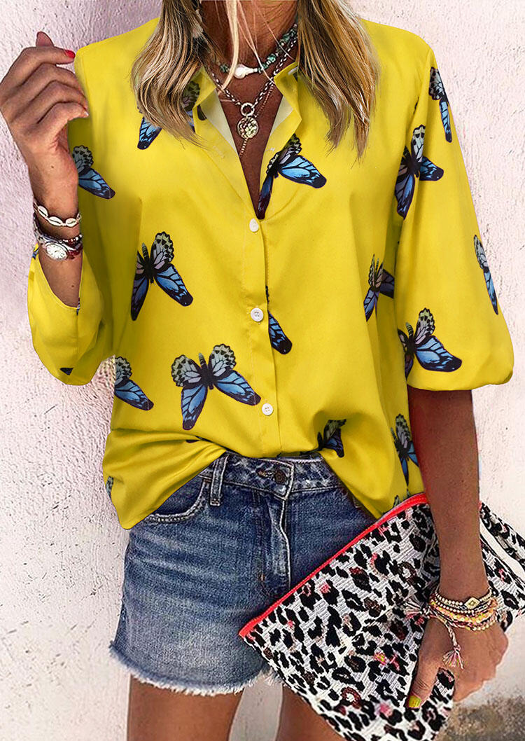 

Butterfly Button Shirt without Necklace - Yellow, 475192
