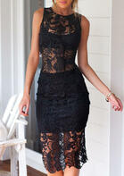 New Clothes Lace Tank And Bra + Zipper Slit Skirt Outfit - Black