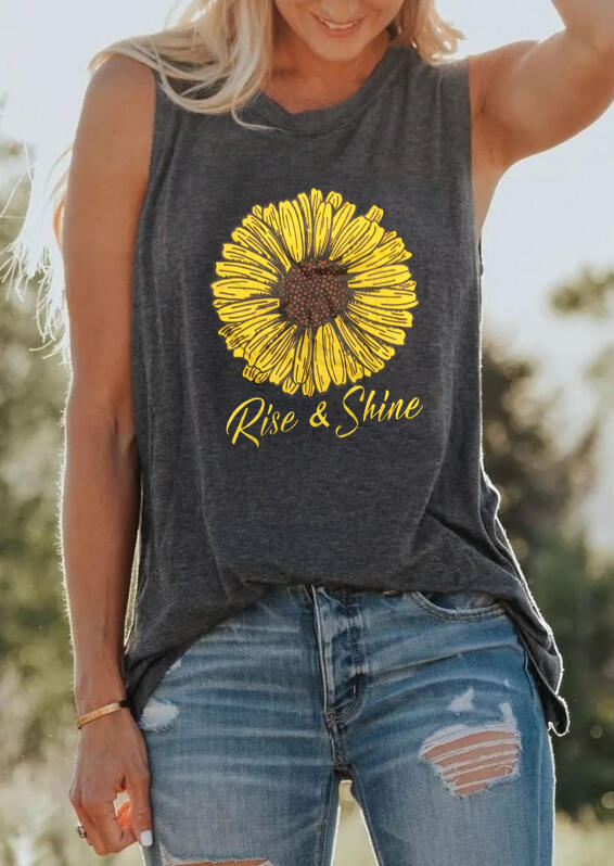 

Rise & Shine Sunflower Casual Tank - Dark Grey, 475525
