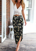 Lace Splicing Camisole + Daisy Polka Dot Asymmetric Skirt Outfit
