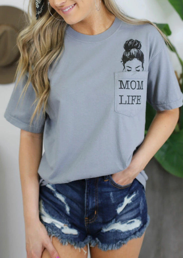 

Mom Life Pocket T-Shirt Tee - Gray, 475410