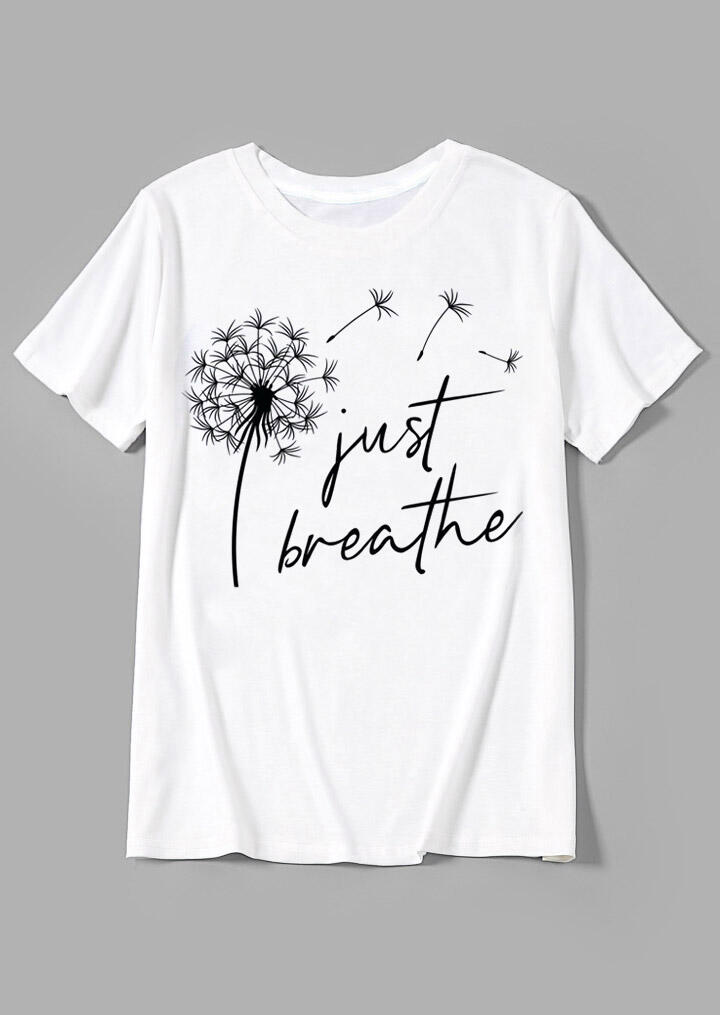 Just Breathe Dandelion T Shirt Tee White Fairyseason