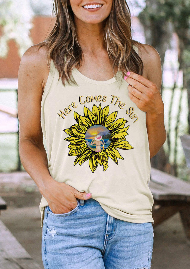 

Tank Tops Sunflower Here Comes The Sun Tank in Light Yellow. Size
