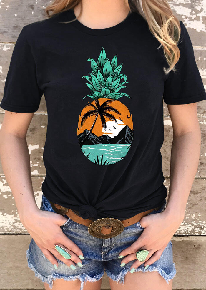 

Tees T-shirts Pineapple Sunset T-Shirt Tee in Black. Size