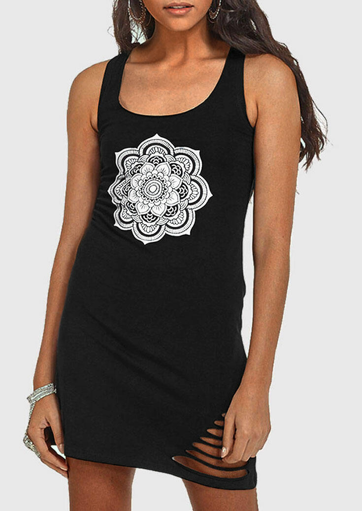 

Mini Dresses Mandala Hollow Out Lace Up Mini Dress in Black. Size