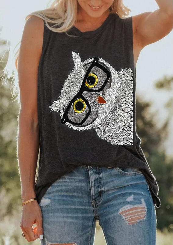 

Owl Glasses O-Neck Tank - Dark Grey, 475822