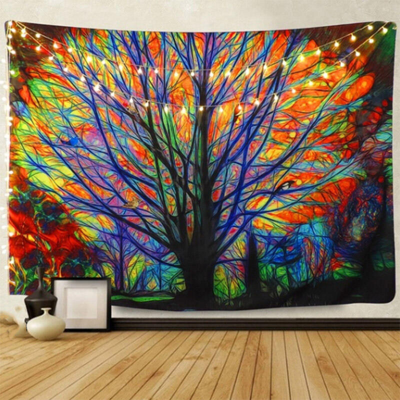 

Blankets & Tapestries Bohemian Rainbow Tree Wall Hanging Tapestry without LED Light Strip. Size, Multicolor