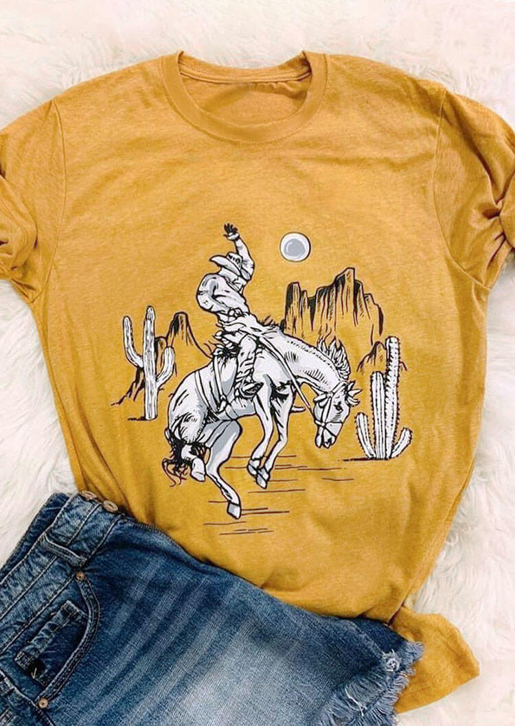 

Tees T-shirts Cactus Cowboy T-Shirt Tee in Yellow. Size