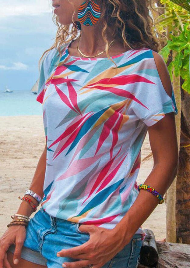

Blouses Colorful Leaf Hollow Out Blouse without Necklace in Multicolor. Size: ,M