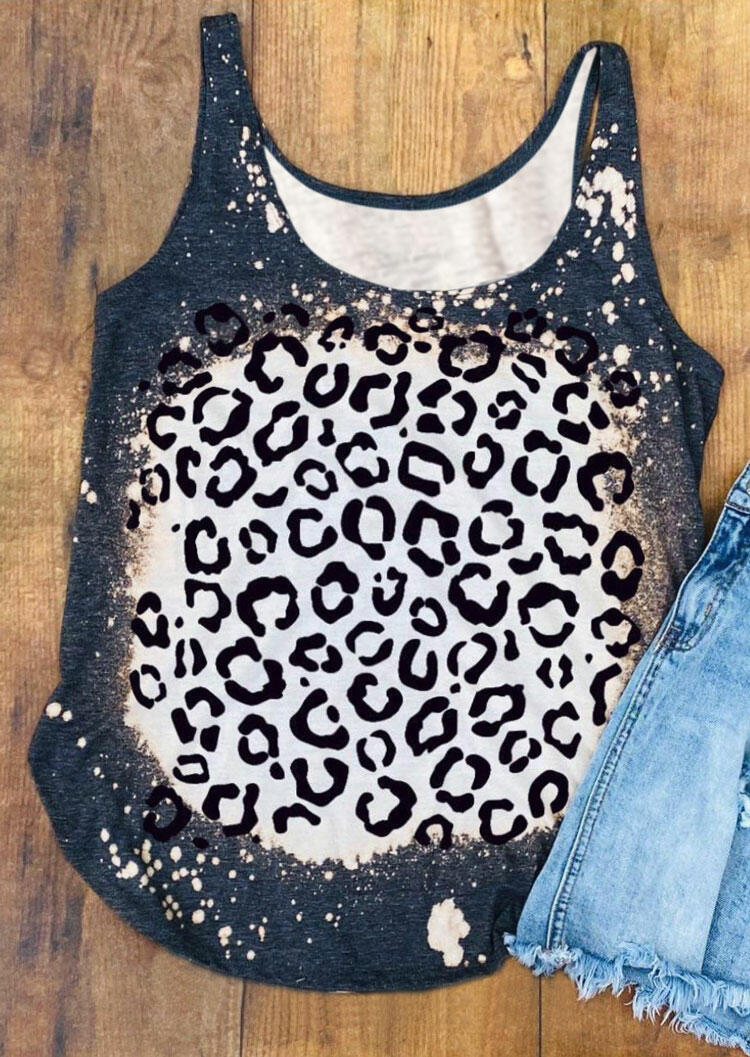

Leopard O-Neck Tank - Navy Blue, 475448