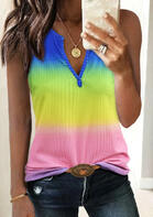 Tie Dye Gradient V-Neck Tank without Necklace