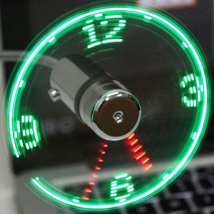 

Home Decor DIY Creative Mini Flexible USB Clock Fan in Silver. Size
