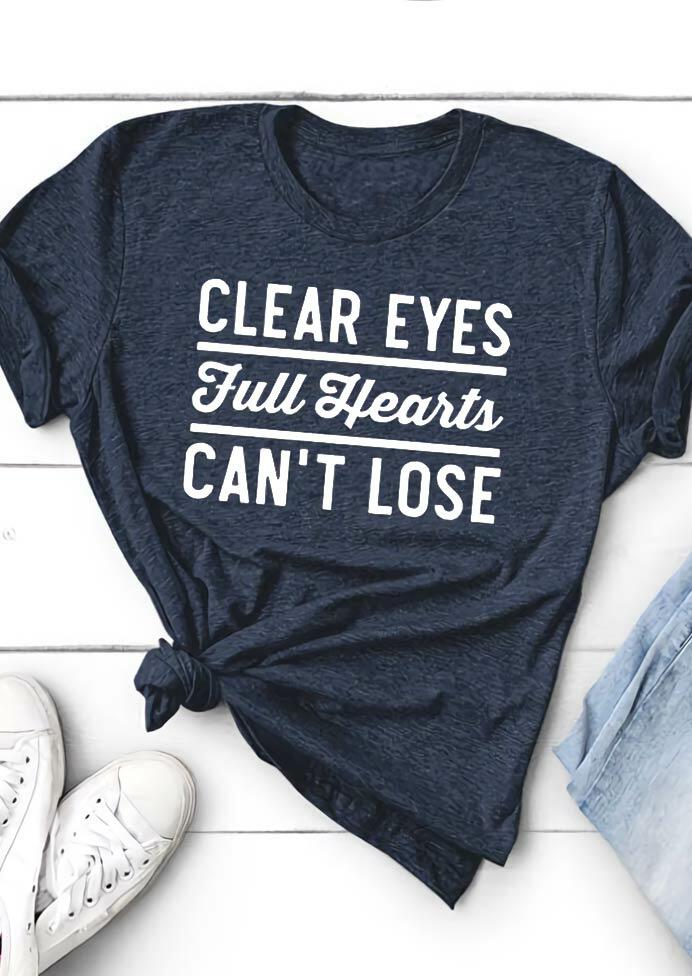 

Tees T-shirts Clear Eyes Full Hearts Can't Lose T-Shirt Tee in Navy Blue. Size