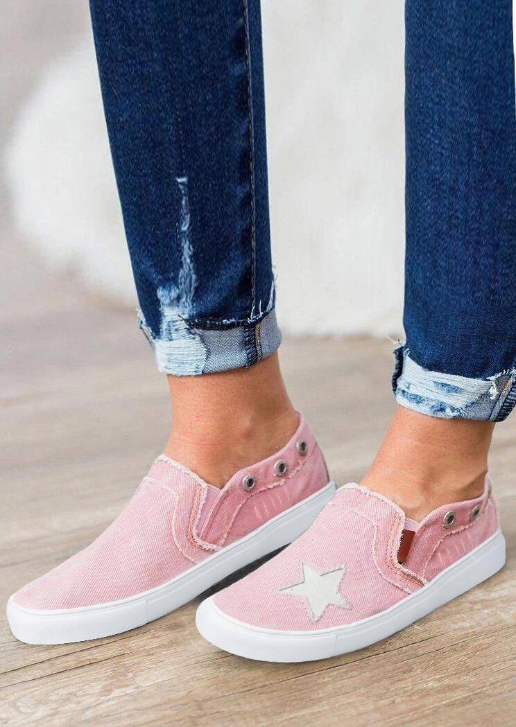 

Star Hollow Out Round Toe Sneakers - Light Pink, 476025