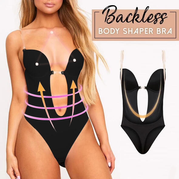 

Shapewear Open Back Body Shaper Bra in Black. Size