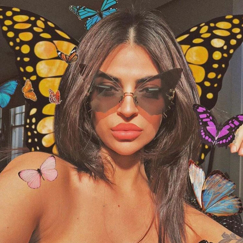 

Fashion Gradient Butterfly Sunglasses, Light grey;lightblue;lightpink, 476166