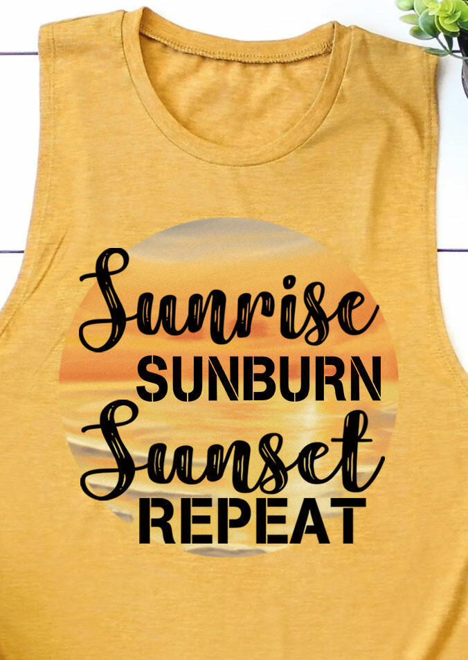 Sunrise Sunburn Sunset Repeat Tank - Yellow