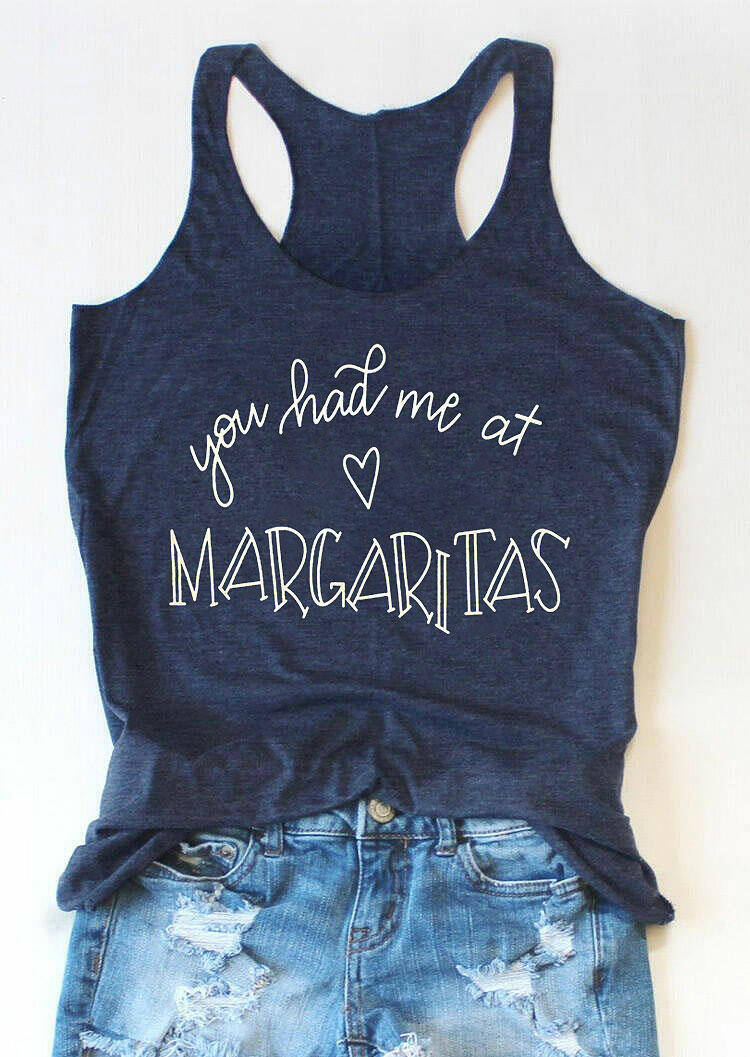 

You Had Me At Margaritas Heart Tank - Navy Blue, 476150