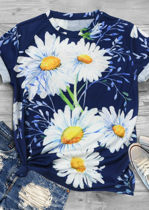 

T-shirts Tees Daisy O-Neck T-Shirt Tee in Blue. Size