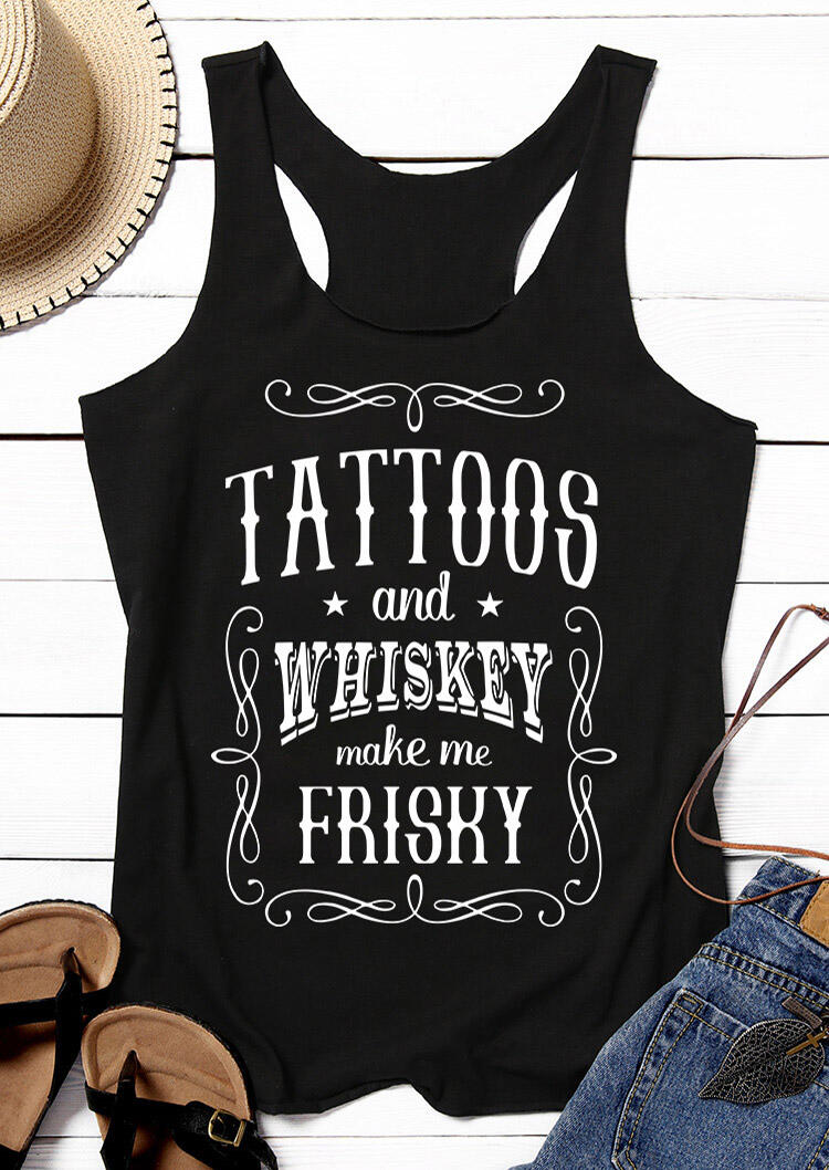 

Tattoos And Whiskey Make Me Frisky Star Tank - Black, 476266