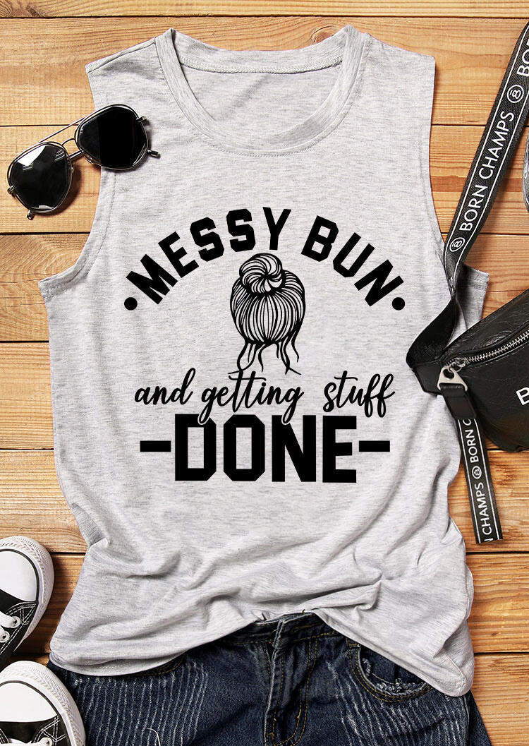 

Messy Bun And Getting Stuff Done Tank - Light Grey, 476290