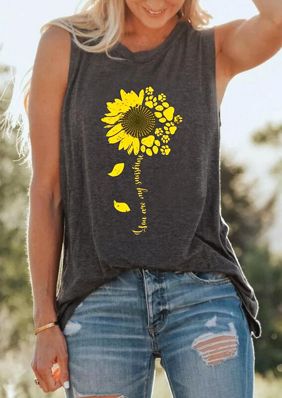 

You Are My Sunshine Sunflower Tank - Dark Grey, 476335