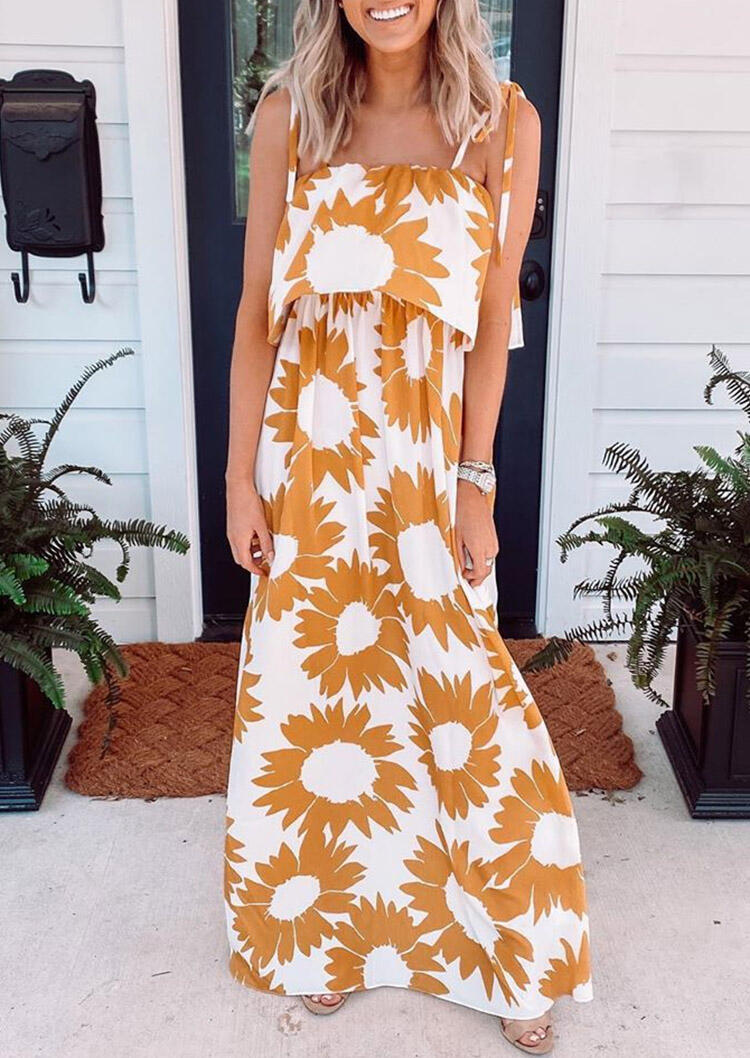

Presale - Sunflower Spaghetti Strap Maxi Dress - White, 476341
