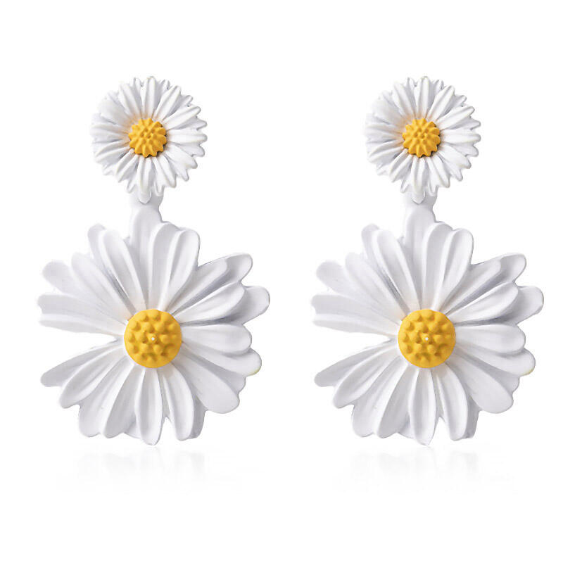 

Daisy Drop Dangle Pendant Earrings, Green;white;yellow, 476371