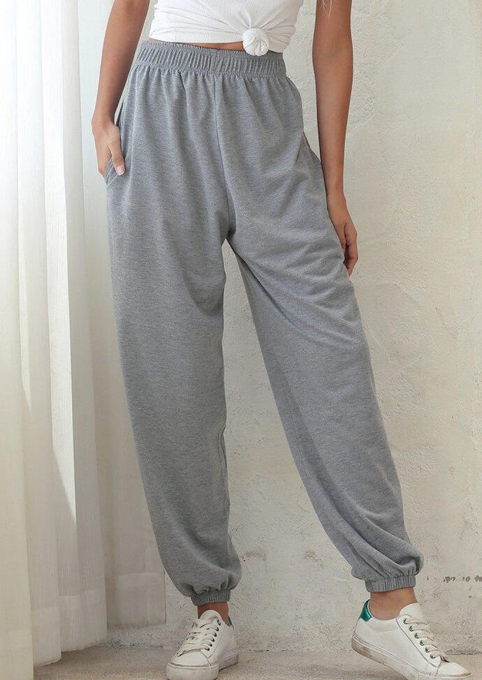 

Pocket Elastic Waist Pants - Gray, 476457